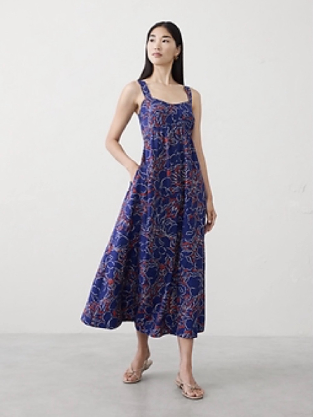 Banana Republic Blue Floral Midi Dress